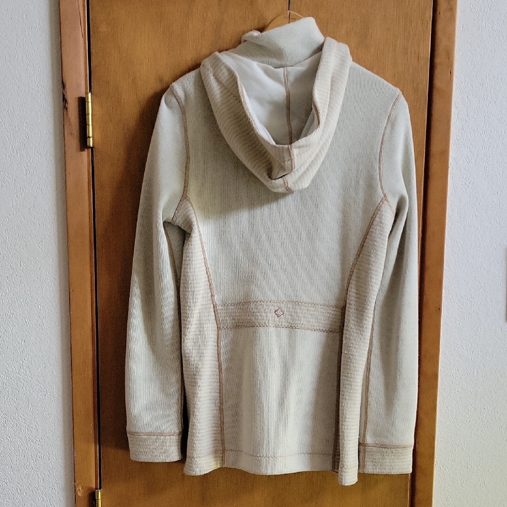 Prana Women's Cream Hooded Zip-Up Fitted Sweater Jacket